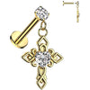 Labret cross zirconia dangle Internally Threaded