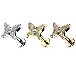 Labret Butterfly Zirconia Internally Threaded