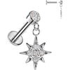 Labret pave cubic zirconia starburst dangle bezel setting Internally Threaded