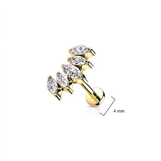 Labret Marquise Cut 5 Zirconia Internally Threaded