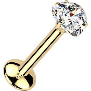 Titanium Labret heart moissanite Push-In