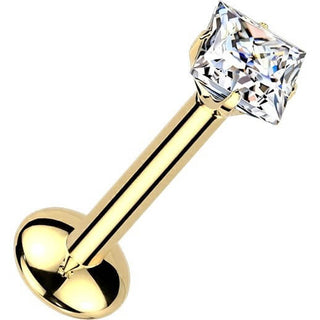 Titanium Labret square moissanite Push-In