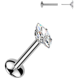 Titanium Labret marquise moissanite Push-In