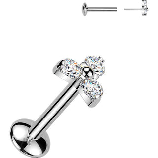Titanium Labret trinity moissanite Push-In