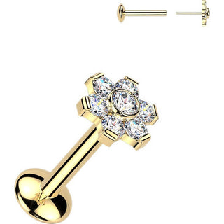 Titanium Labret flower moissanite Push-In