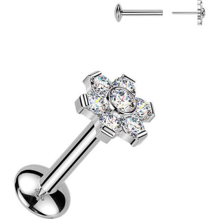Titanium Labret flower moissanite Push-In