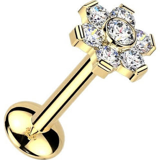 Titanium Labret flower moissanite Push-In
