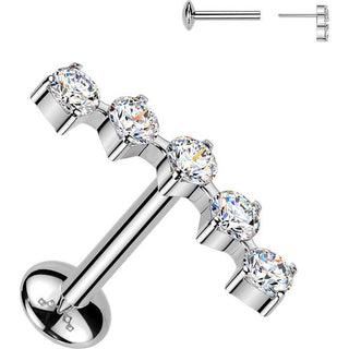 Titanium Labret curved moissanite Push-In