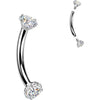 Titanium Curved Barbell prong set moissanite Internally Threaded