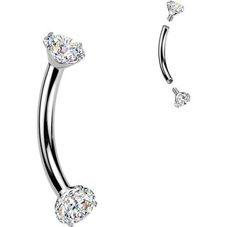Titanium Curved Barbell prong set moissanite Internally Threaded
