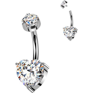 Titanium Belly Button Piercing moissanite heart Internally Threaded
