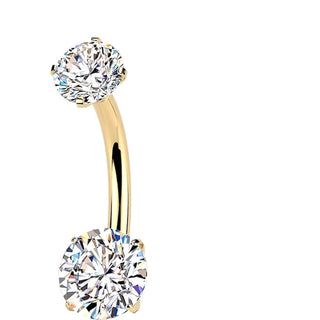 Titanium Belly Button Piercing double prong set moissanite Internally Threaded