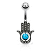 Piercing Nombril Hamsa Turquoise Zircone