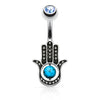 Piercing Nombril Hamsa Turquoise Zircone