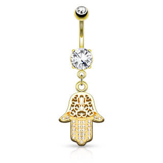 Piercing Nombril Pendentif Hamsa Zircone