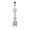 Piercing Nombril Pendentif Fleur Carré Zircone