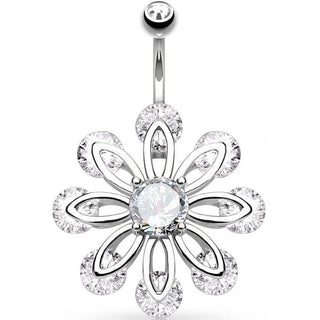 Piercing Nombril Fleur Zircone