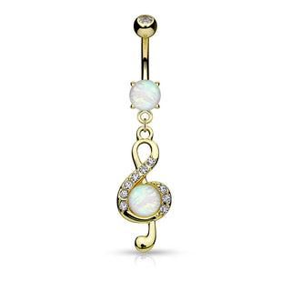 Piercing Nombril Pendentif Clef De Sol Opale