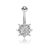 Piercing Nombril Fleur Zircone Argent