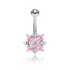 Belly Button Piercing Flower Zirconia Silver