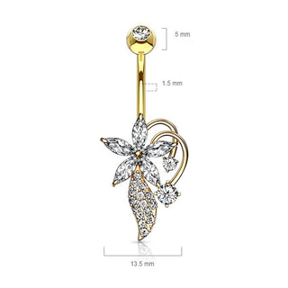 Piercing Nombril Fleur Zircone