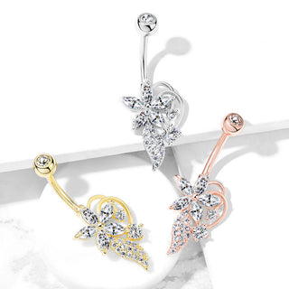 Piercing Nombril Fleur Zircone