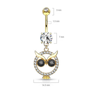 Piercing Nombril Pendentif Hibou Zircone