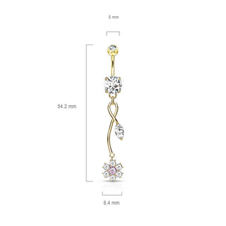 Piercing Nombril Pendentif Fleur Zircone