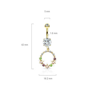 Piercing Nombril Pendentif Courone De Fleurs Zircone