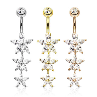 Piercing Nombril Pendentif Fleur Zircone