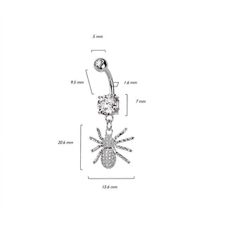 Belly Button Piercing Spider dangle Zirconia