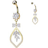 Belly Button Piercing ribbon vine leaf dangle zirconia