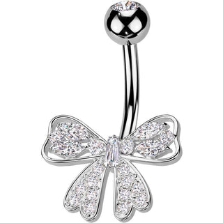 Belly Button Piercing ribbon zirconia