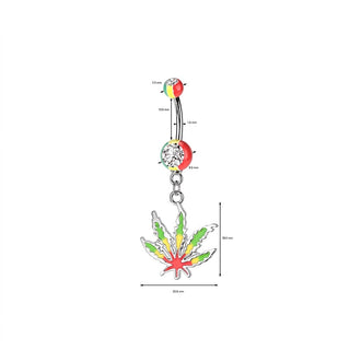 Belly Button Piercing Hemp Leaf Jamaica dangle Zirconia