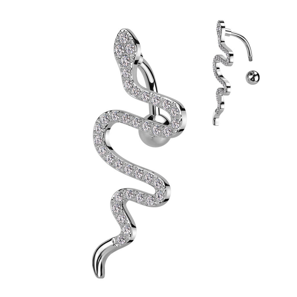 ZS 14G Clicker Piercing Nombril Opale Argent 925 - Anneau Nombril Courbé Inversé Femme