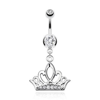 Piercing Nombril Pendentif Couronne Zircone