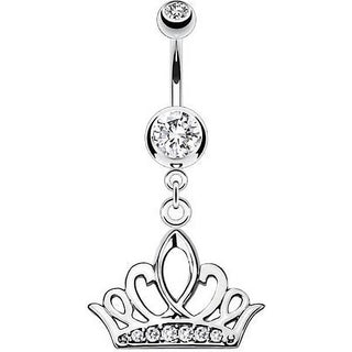 Piercing Nombril Pendentif Couronne Zircone