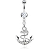 Belly Button Piercing Anchor dangle Zirconia Silver
