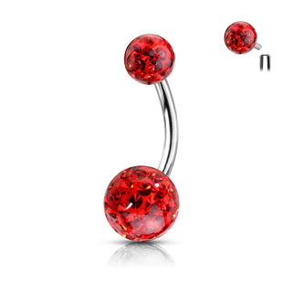 Belly Button Piercing Ball Zirconia Silver Internally Threaded