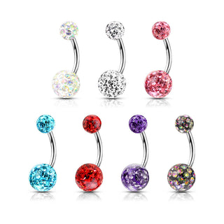 Belly Button Piercing Ball Zirconia Silver Internally Threaded