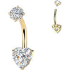 Belly Button Piercing prong set heart cubic zirconia Internally Threaded