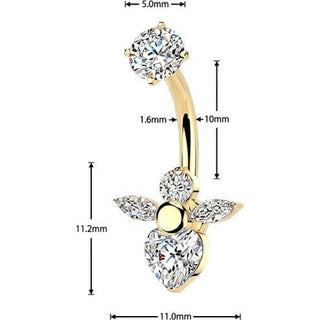 Belly Button Piercing prong set angel cubic zirconia Internally Threaded
