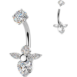 Belly Button Piercing prong set angel cubic zirconia Internally Threaded