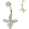 Belly Button Piercing 3 marquise and heart cubic zirconia Internally Threaded