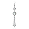 Piercing Nombril Pendentif Cœur Zircone Argent