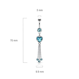 Piercing Nombril Pendentif Cœur Zircone Argent