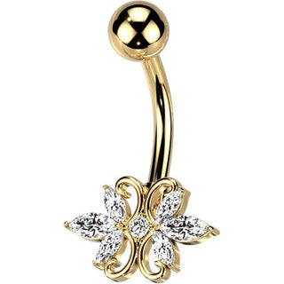 Piercing Nombril Double Cœur Zircone