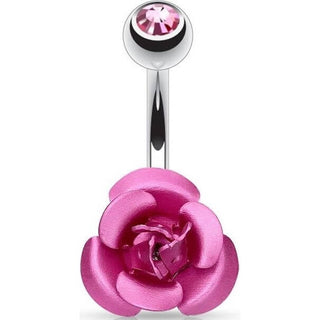 Piercing Nombril Rose Zircone Métal