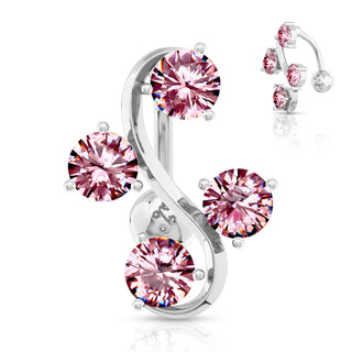 Belly Button Piercing 4 Zirconia Silver