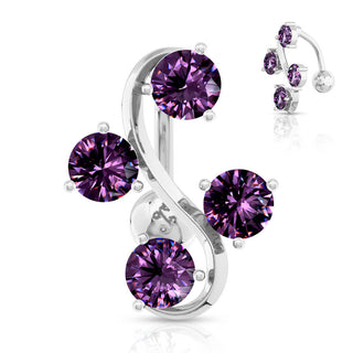Belly Button Piercing 4 Zirconia Silver
